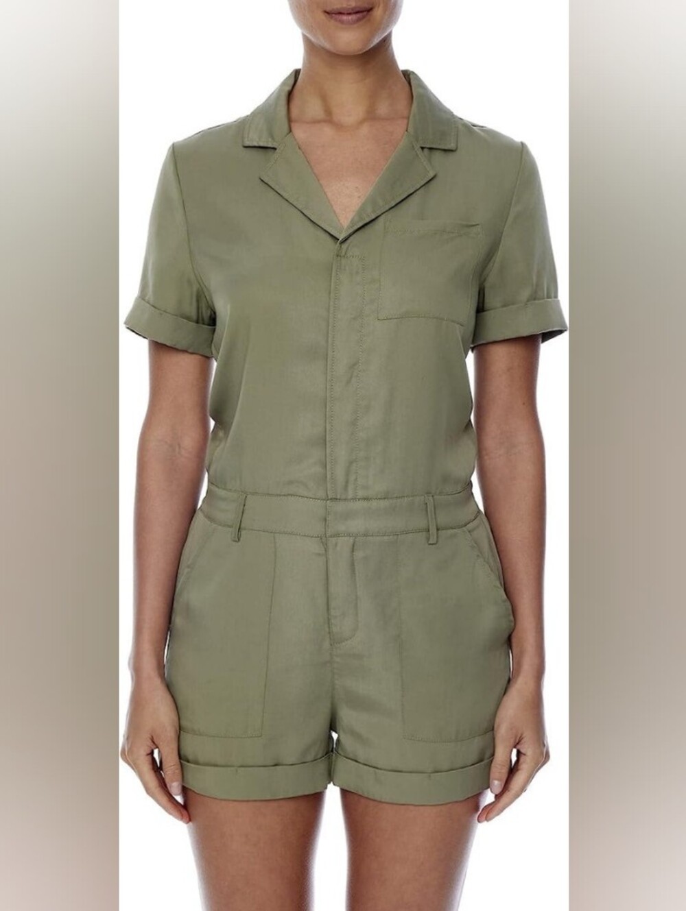 NWT (MSRP $168) LBLC The Label Women's Army Green Mira Shorts Jumpsuit Romper M
